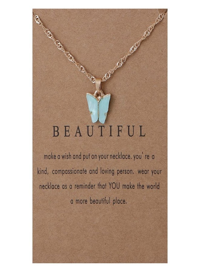 Adoshine Butterfly Necklace Bohemian Retro Chain Friendship Necklace for Women Good Luck Pendant Chain Necklace with Message Card Gift Card - Image 1